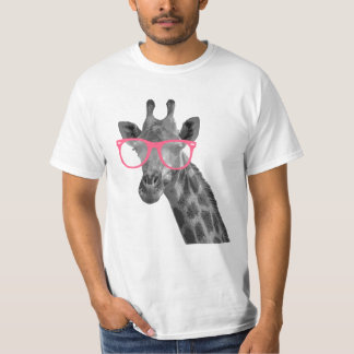 Giraffe with Pink Glasses Cute Funny T-shirt