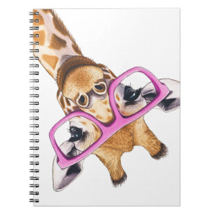 Giraffe with Pink Glasses Spiral Photo Notebook