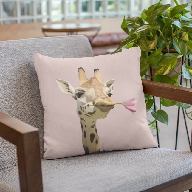 Giraffe with Pink Tulip  Cushion (Creator Uploaded)