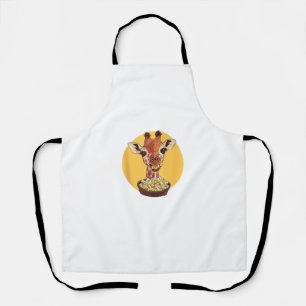 Giraffe With Popcorn Cartoon Animal Humour Apron