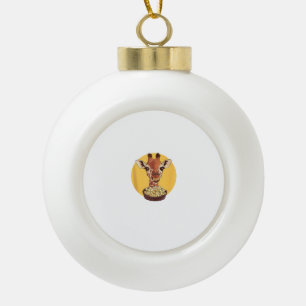 Giraffe With Popcorn Cartoon Animal Humour Ceramic Ball Christmas Ornament