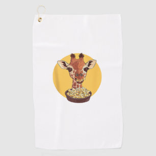 Giraffe With Popcorn Cartoon Animal Humour Golf Towel