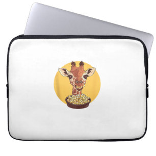 Giraffe With Popcorn Cartoon Animal Humour  Laptop Sleeve