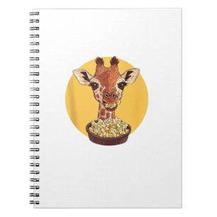Giraffe With Popcorn Cartoon Animal Humour Notebook