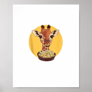 Giraffe With Popcorn Cartoon Animal Humour  Poster