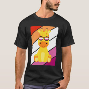 Giraffe With Pride Lesbian Flag LGBTQ Proud Ally P T-Shirt