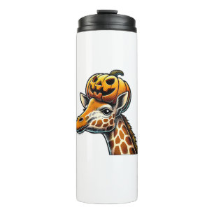Giraffe with Pumpkin Hat Halloween Design Thermal Tumbler