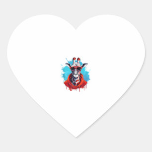 Giraffe With Red Glasses Heart Sticker