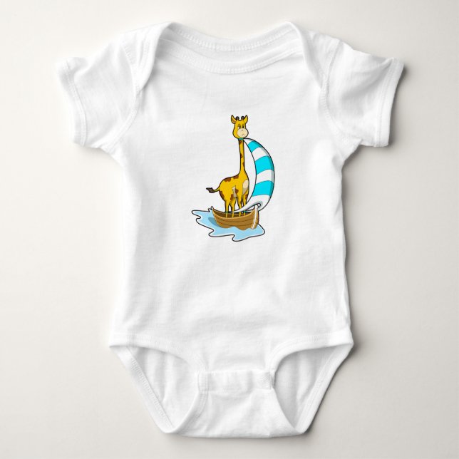 Giraffe with Sailing boat Baby Bodysuit (Front)