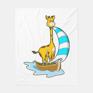 Giraffe with Sailing boat Fleece Blanket