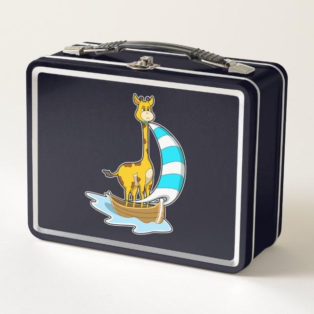 Giraffe with Sailing boat Metal Lunch Box (Front)