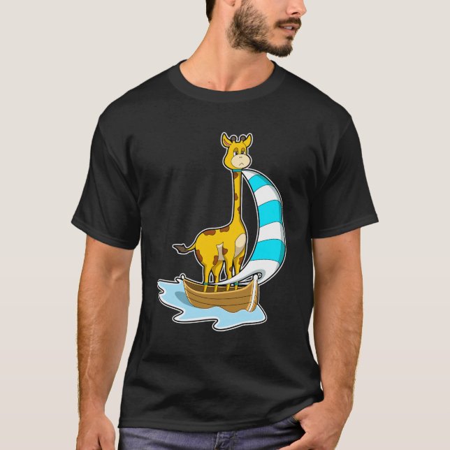 Giraffe with Sailing boat T-Shirt (Front)