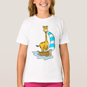 Giraffe with Sailing boat T-Shirt