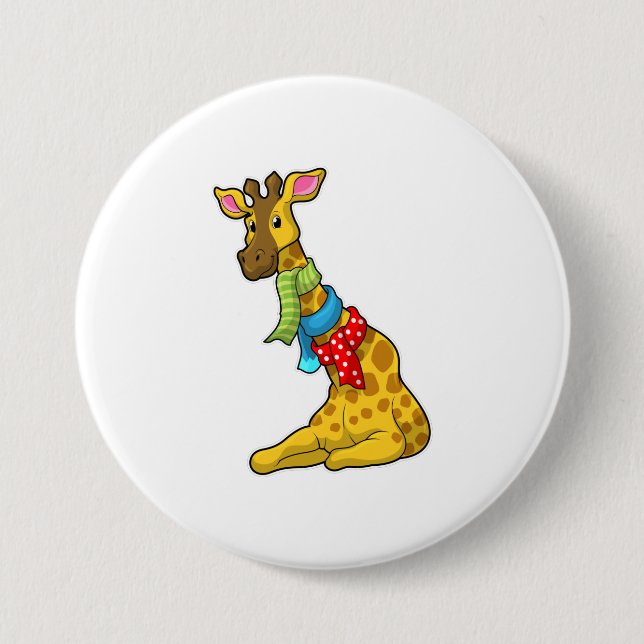 Giraffe with Scarf 7.5 Cm Round Badge (Front)