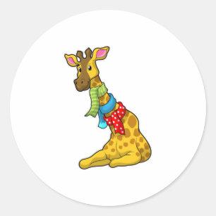 Giraffe with Scarf Classic Round Sticker