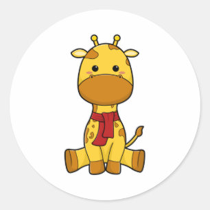 Giraffe with Scarf Classic Round Sticker