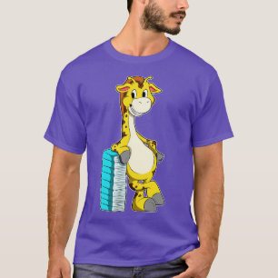 Giraffe with Stack of Books T-Shirt