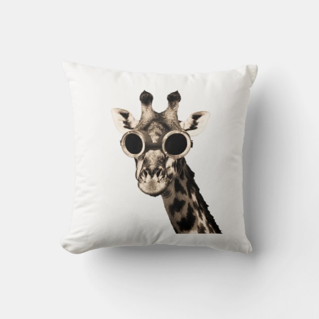Giraffe With Steampunk Sunglasses Goggles Cushion (Front)