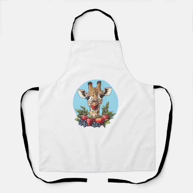 Giraffe With Strawberries Blueberries Apples   Apron (Front)