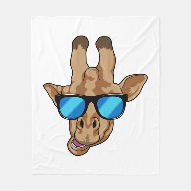 Giraffe with Sunglasses Fleece Blanket (Front)