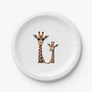Giraffe with Sunglasses Jungle Safari Animal Giraf Paper Plate
