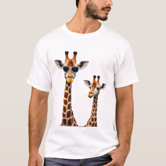 Giraffe with Sunglasses Jungle Safari Animal Giraf T-Shirt