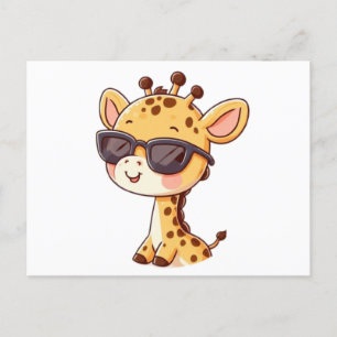 Giraffe with sunglasses postcard