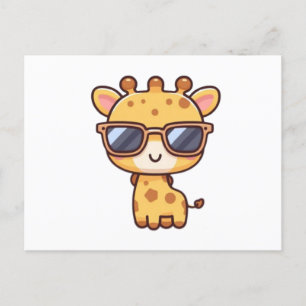 Giraffe with sunglasses postcard