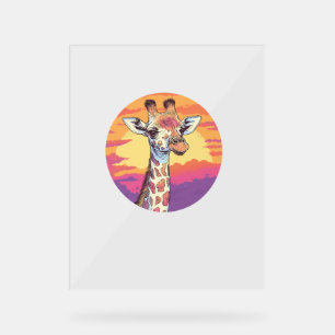 Giraffe With Sunset Safari Vibes Art Acrylic Sign