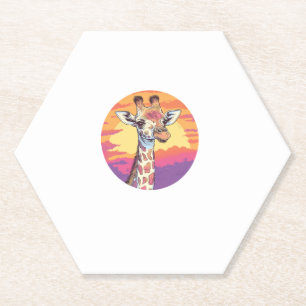 Giraffe With Sunset Safari Vibes Art Paper Coaster