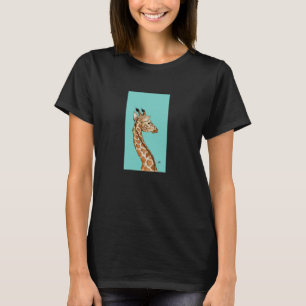 Giraffe with teal background T-Shirt