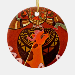 Giraffe with two ponytails art ceramic tree decoration