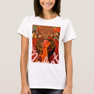 Giraffe with two ponytails art T-Shirt