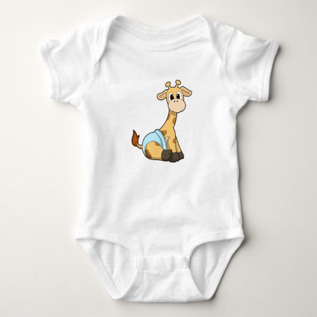 Giraffe with Underpants Baby Bodysuit (Front)
