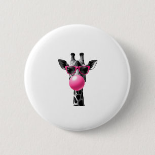 Giraffe Women Giraffe Face with Sunglasses Wild An 6 Cm Round Badge