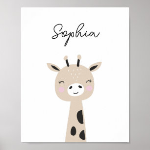Giraffe Woodland Animal  Nursery Wall Art