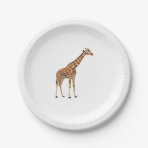 Giraffe Wrapped in Colorful Christmas Lights Class Paper Plate