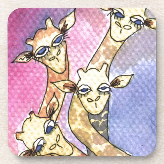 Giraffe Wtercolor Funny Animal Coaster (Front)