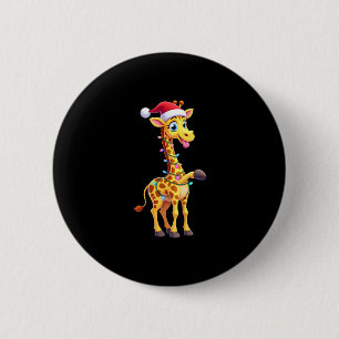 Giraffe Xmas Lighting Funny Santa Giraffe Christma 6 Cm Round Badge