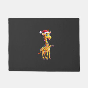 Giraffe Xmas Lighting Funny Santa Giraffe Christma Doormat