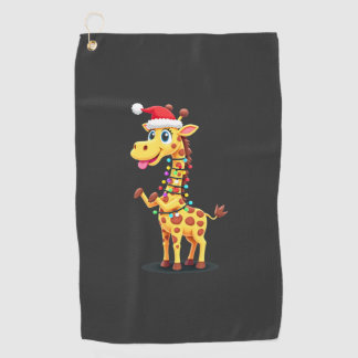 Giraffe Xmas Lighting Funny Santa Giraffe Christma Golf Towel