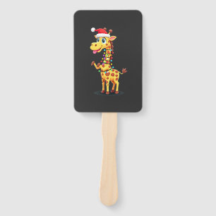 Giraffe Xmas Lighting Funny Santa Giraffe Christma Hand Fan