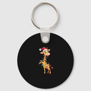 Giraffe Xmas Lighting Funny Santa Giraffe Christma Key Ring