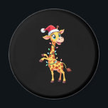 Giraffe Xmas Lighting Funny Santa Giraffe Christma Magnet<br><div class="desc">Giraffe Xmas Lighting Funny Santa Giraffe Christmas T-Shirt (1)</div>