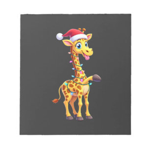 Giraffe Xmas Lighting Funny Santa Giraffe Christma Notepad