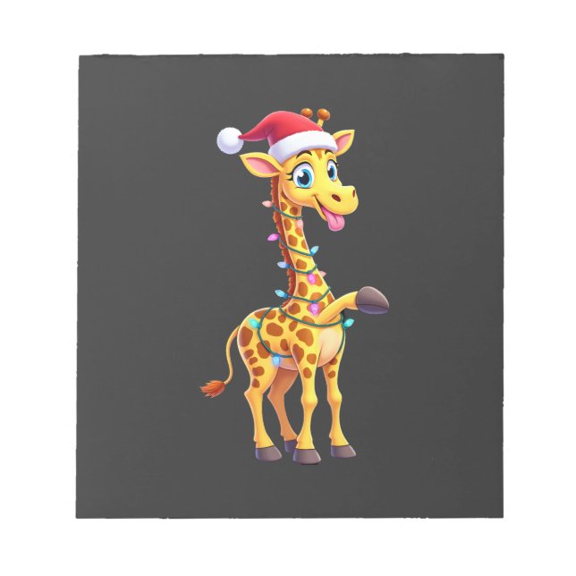 Giraffe Xmas Lighting Funny Santa Giraffe Christma Notepad (Front)