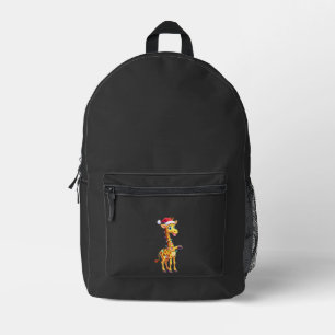 Giraffe Xmas Lighting Funny Santa Giraffe Christma Printed Backpack