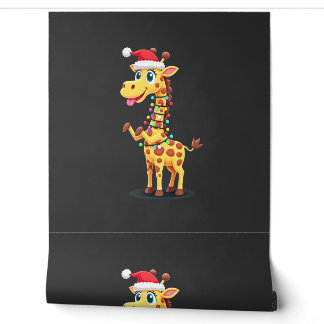 Giraffe Xmas Lighting Funny Santa Giraffe Christma Wallpaper