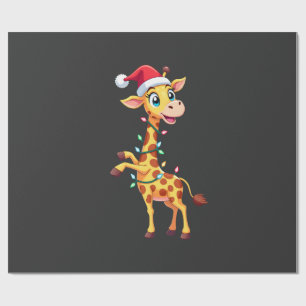 Giraffe Xmas Lighting Funny Santa Giraffe Christma Wrapping Paper