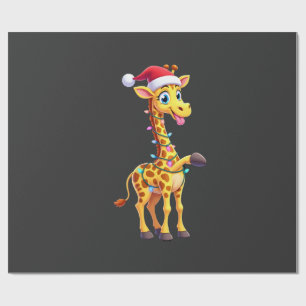 Giraffe Xmas Lighting Funny Santa Giraffe Christma Wrapping Paper